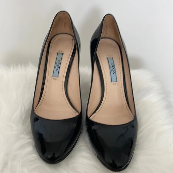 靴 PRADA Leather Heels 36 1/2 Prada | Shoes | Prada Black Patent Leather Heelspumps Size